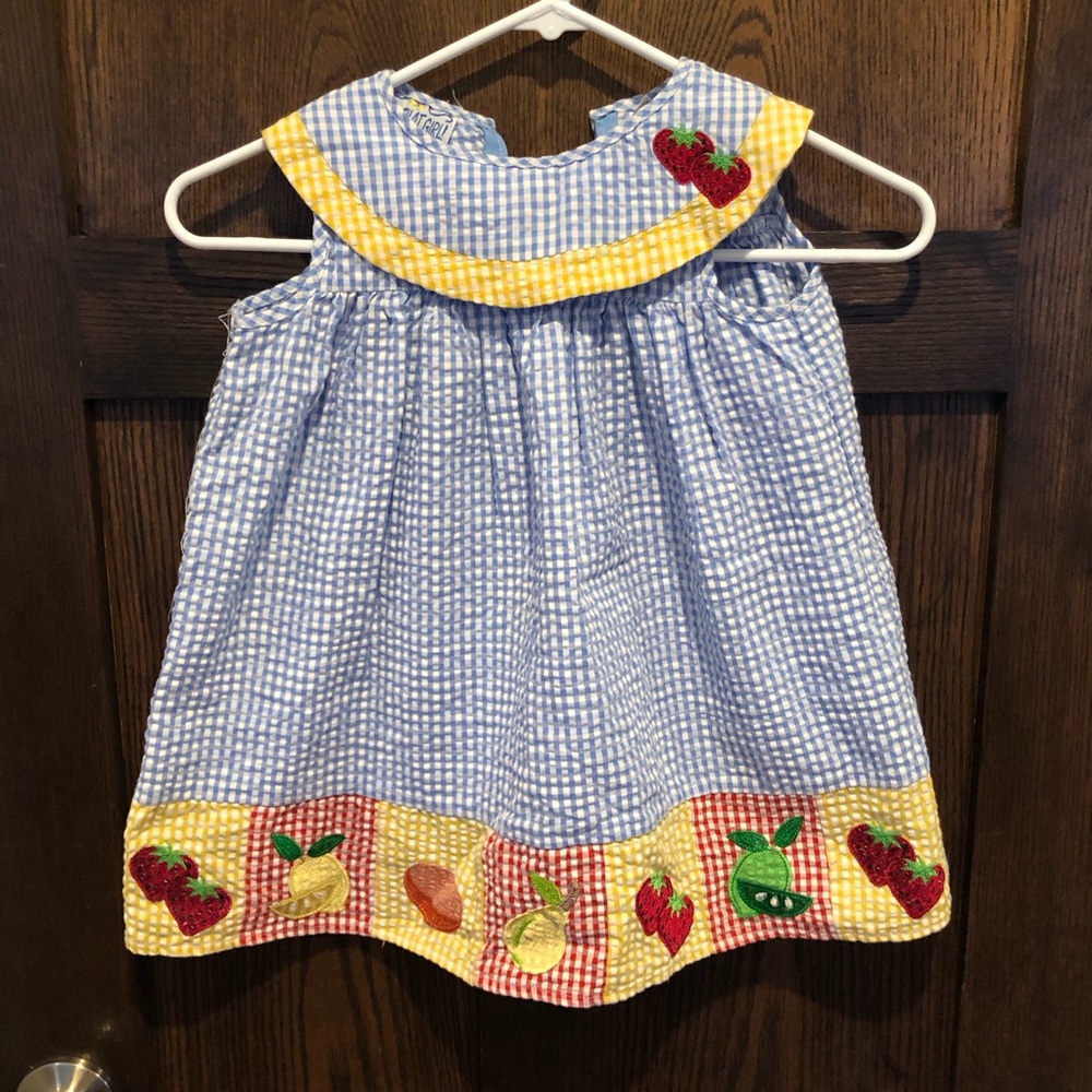 Vintage smocked fruit embroidered dress 2T